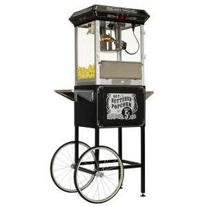 FunTime FT860CB 8oz Premium Black Popcorn Popper Machine Maker Cart Vintage