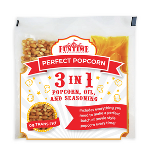 FunTime FT412 4-Ounce 3-in-1 Popcorn portion Movie Pouch Kit - 12pk