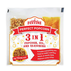 FunTime FT2512 2.5-Ounce 3-in-1 Popcorn Portion Movie Pouch Kit - 12pk