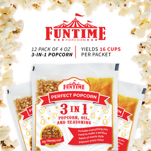 FunTime FT412 4-Ounce 3-in-1 Popcorn portion Movie Pouch Kit - 12pk