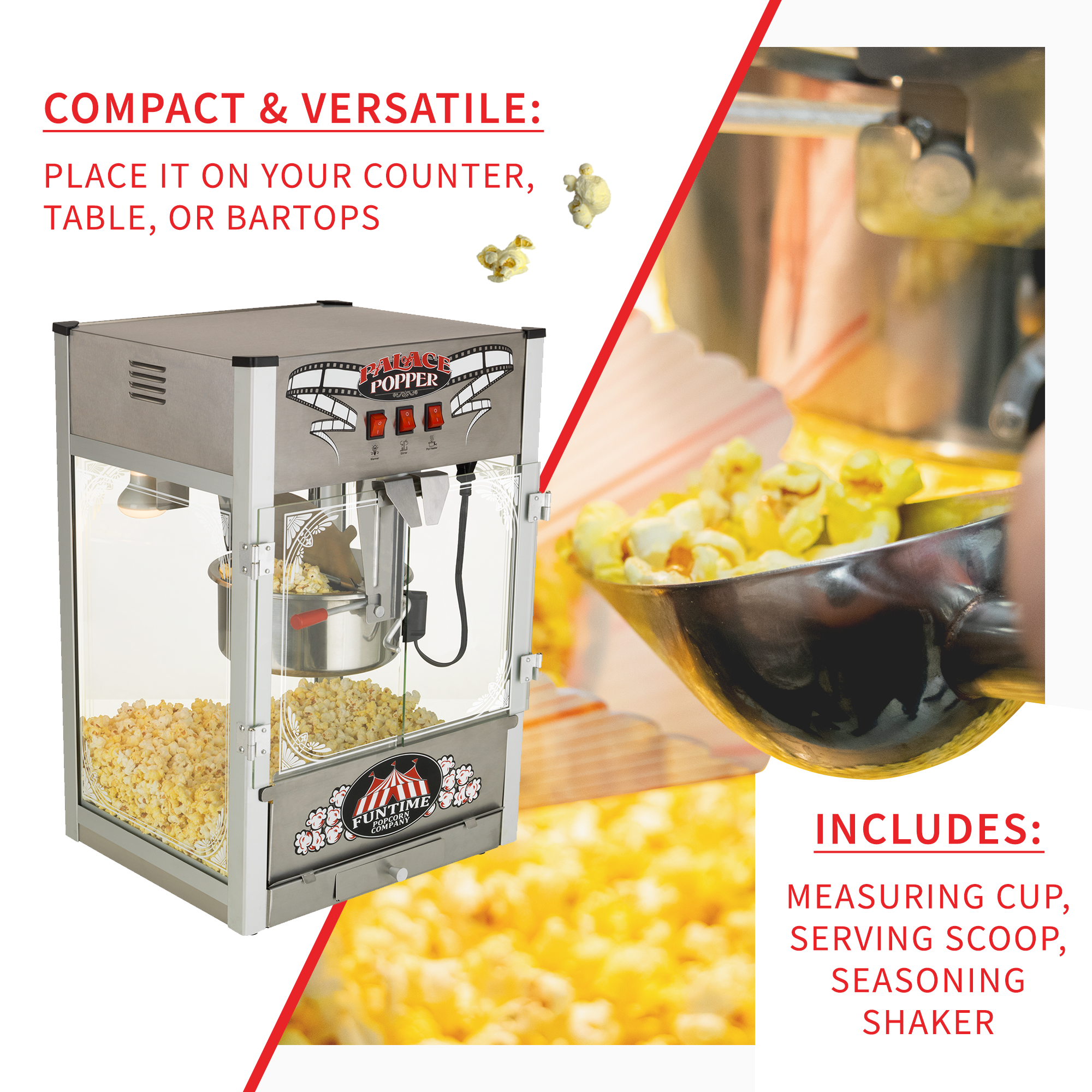 Funtime Palace Popper 16 oz Commercial Bar Style Popcorn Machine - FT1626PP