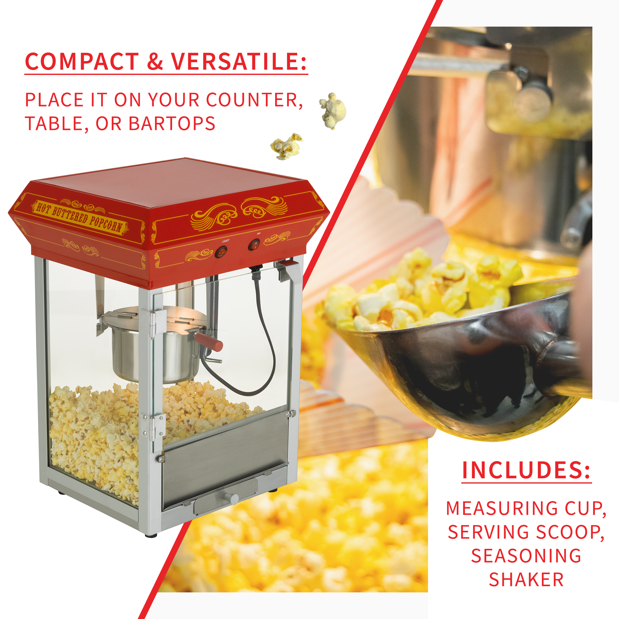 FunTime FT421CB 4oz Black Bar Table Top Popcorn Popper Maker Machine
