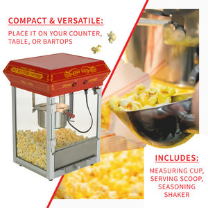 FunTime FT421CB 4oz Black Bar Table Top Popcorn Popper Maker Machine