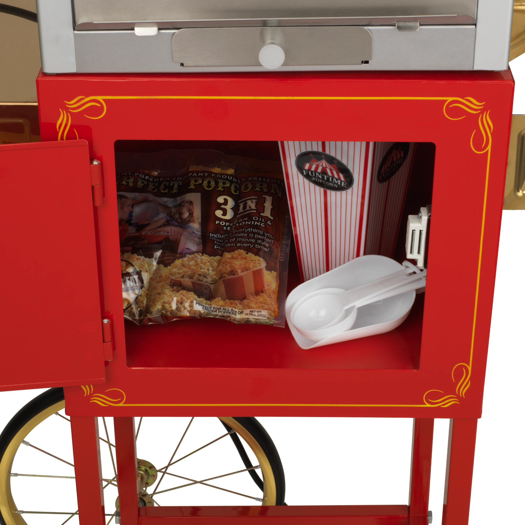 Funtime Sideshow Popper 4-oz Hot Oil Popcorn Machine with Red/ Gold Cart