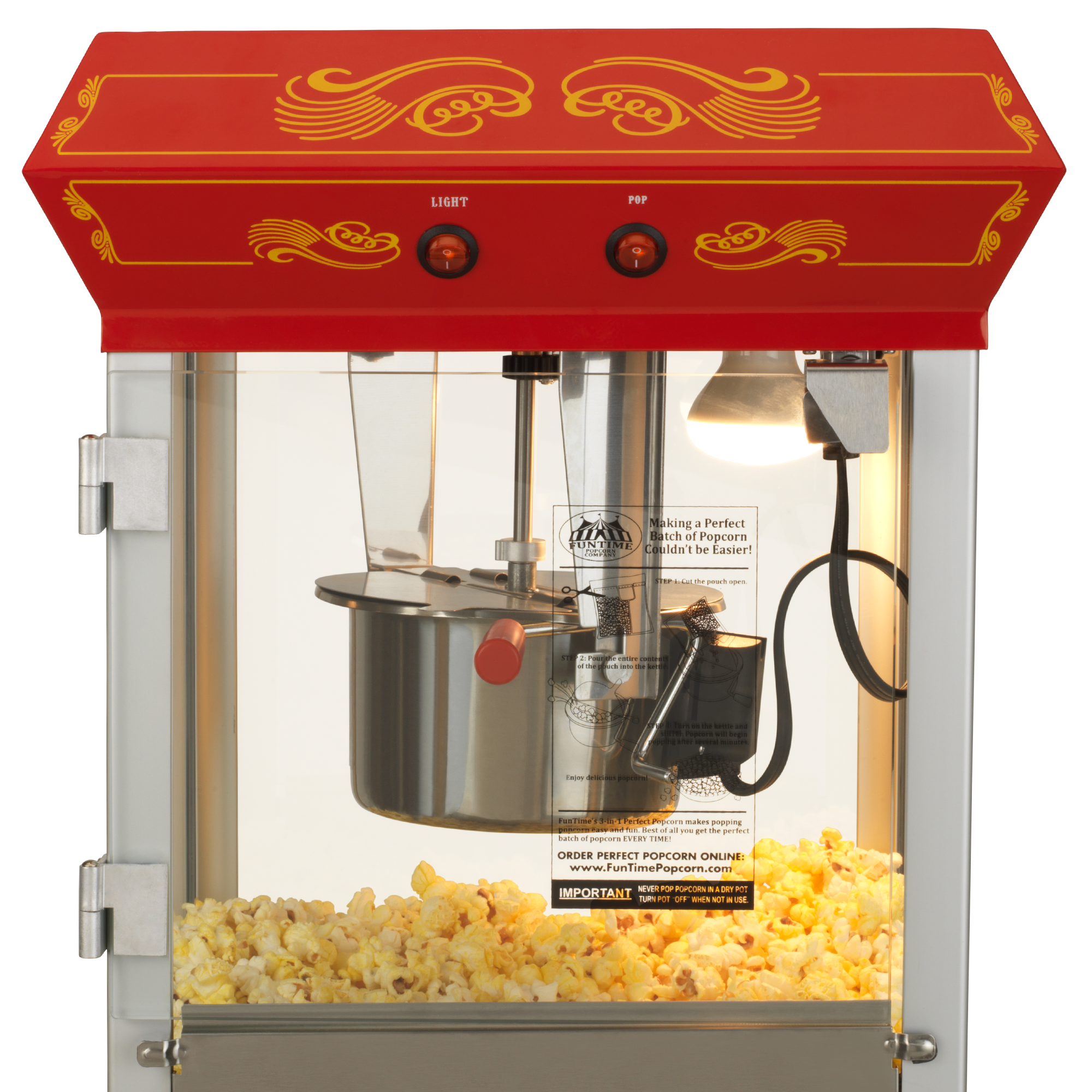 FunTime FT825CR 8oz Red Bar Table Top Popcorn Popper Maker Machine -  funtimepopcorn