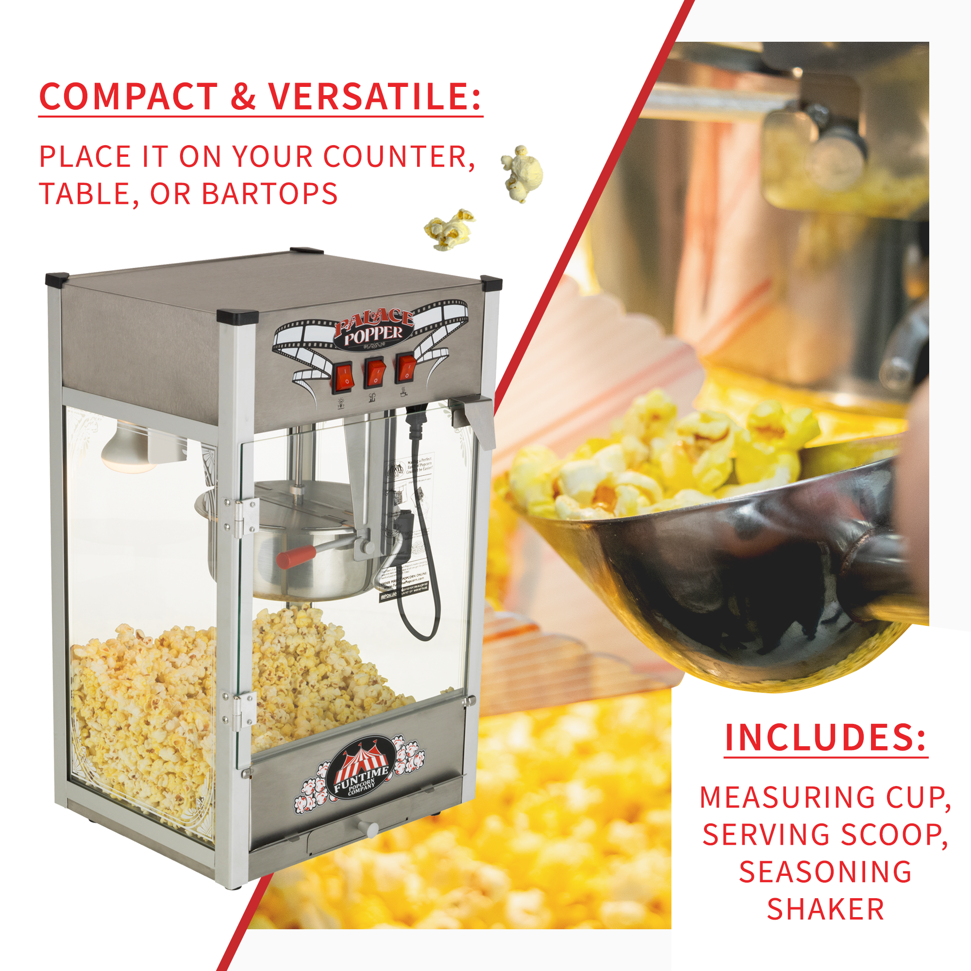Funtime Palace Popper 8-Ounce Hot Oil Popcorn Machine