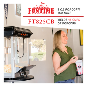 FunTime FT825CB 8oz Black Bar Table Top Popcorn Popper Maker Machine