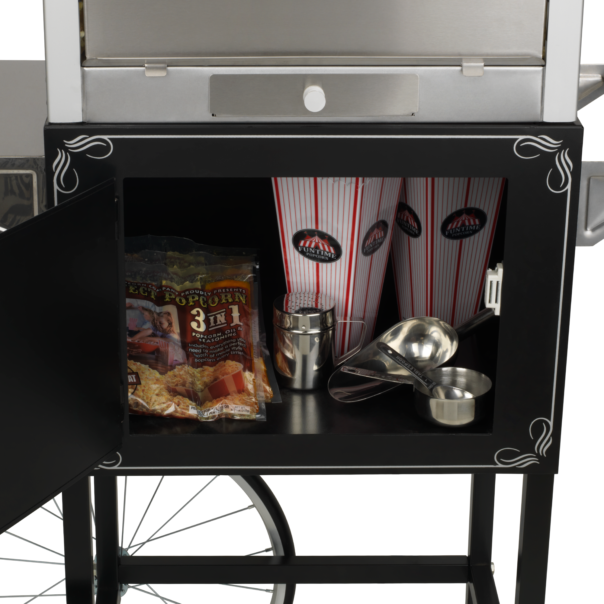FunTime FT860CB 8oz Premium Black Popcorn Popper Machine Maker Cart Vi -  funtimepopcorn