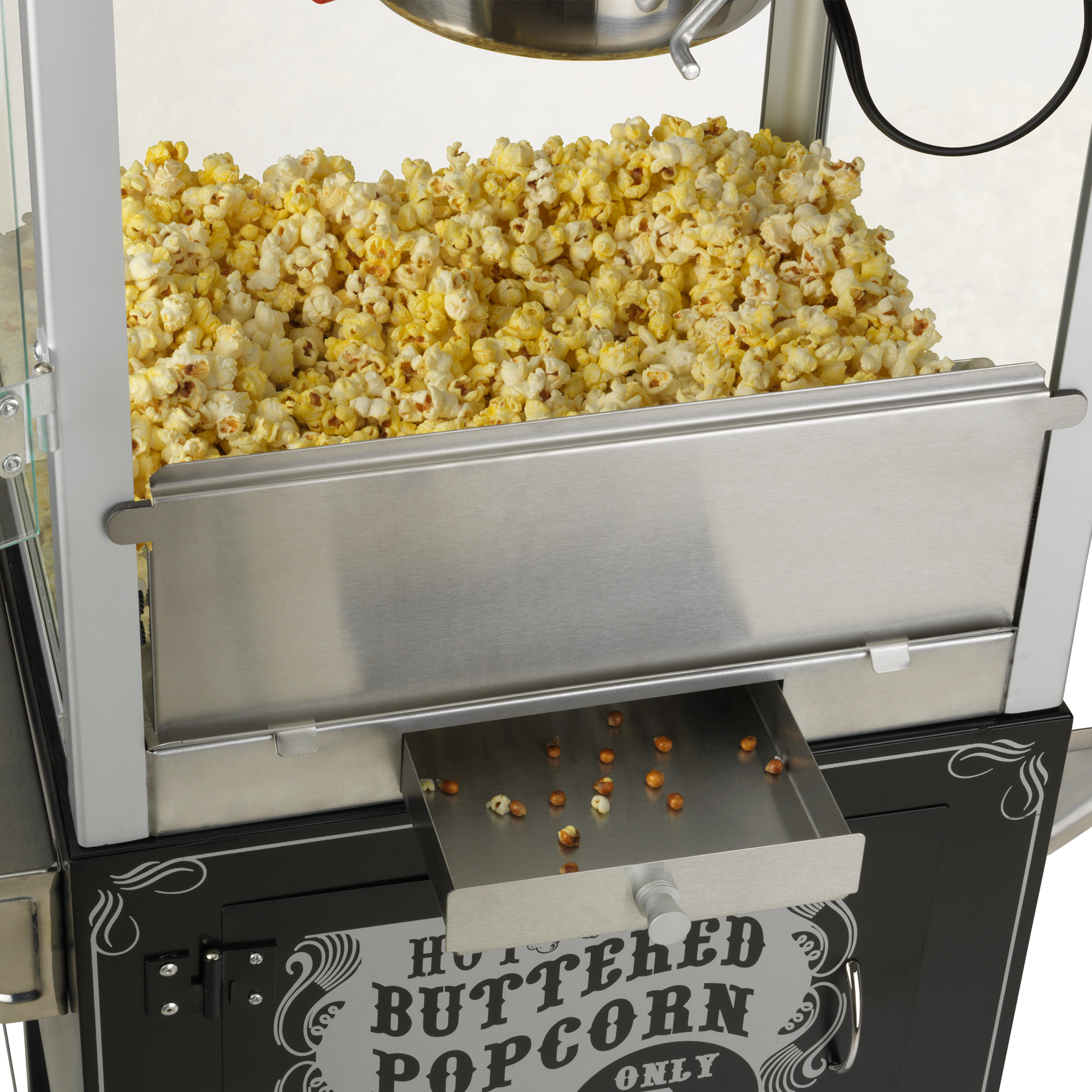 Full Size Carnival Style 8 oz Popcorn Maker Machine with cart, Black and  Silver 