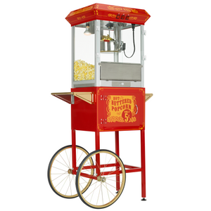 FunTime FT860CR 8oz Premium Red/Gold Popcorn Popper Machine Maker Cart Vintage