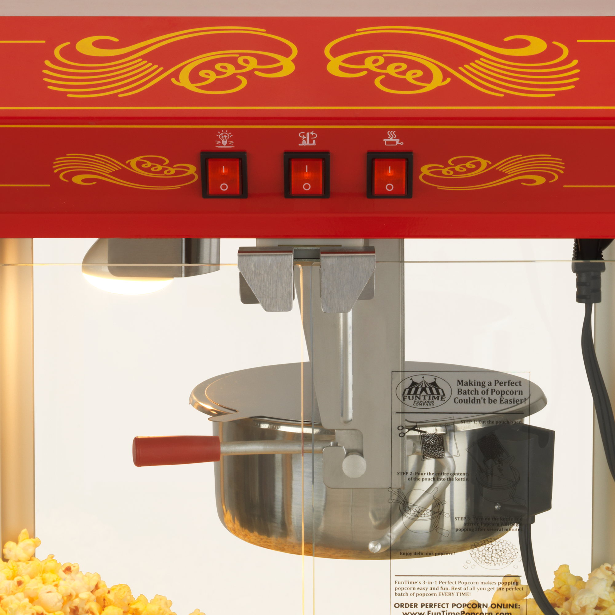 Funtime FT421CR Carnival Style 4oz Hot Oil Popcorn Machine (Red)