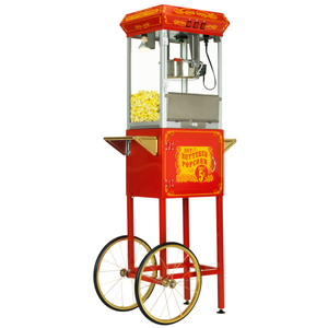 FunTime FT862CR 8oz Red Popcorn Popper Machine Maker Cart Vintage Style