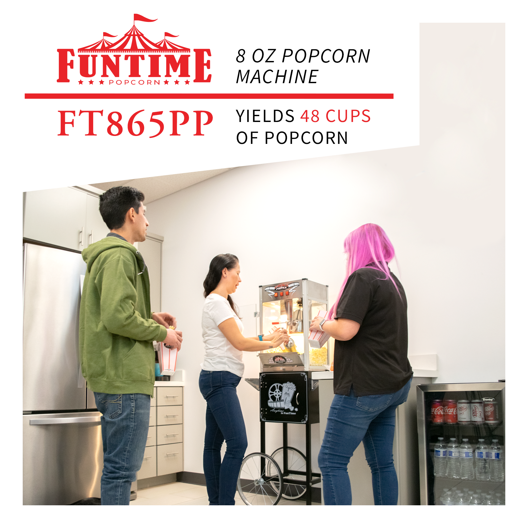 Funtime FT8000CP 8 oz Commercial Carnival Bar Style Popcorn Popper Machine