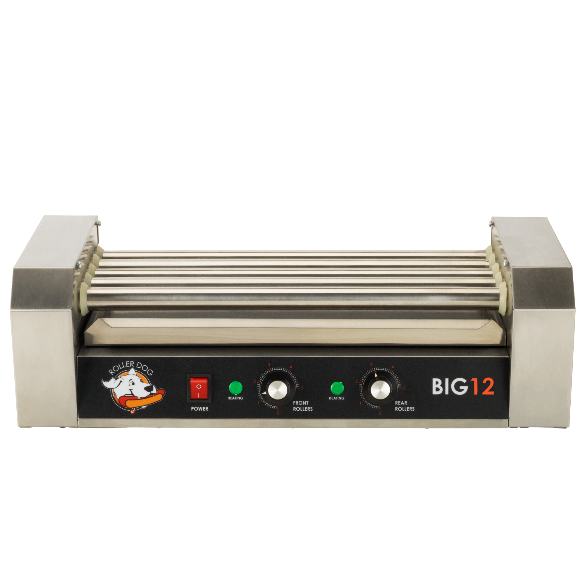 1000W Hot Dog Roller Machine,Dual Temp Control Commercial Grill Cooker  Machine with Removable Stainless Steel Drip Tray and Cover, 12 Hot Dog 5